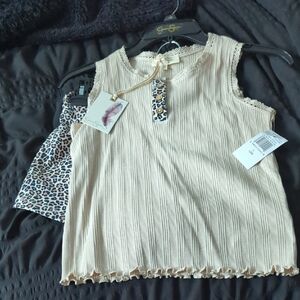 Jessica Simpson Cream and Leopard Kids Matching Set